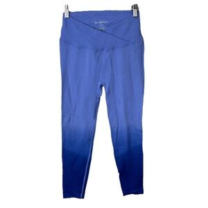 SheFit Crossover Waist Cutout High Rise Leggings Blue Ombré Women’s Size Medium